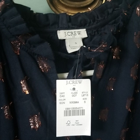 J. Crew ruffle neck top in shimmer dot - Picture 4 of 4